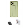 MARSİLYAN™- iPhone 11 Pro Max Kılıf Akış Doku - Siyah Seramik Nano Ekran Koruyucu + Kamera Lens Koruma Cam - SF