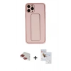 MARSİLYAN™- iPhone 11 Pro Max Kılıf Akış Doku - Siyah Seramik Nano Ekran Koruyucu + Pers Alüminyum Kamera Lens - KI