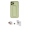MARSİLYAN™- iPhone 11 Pro Max Kılıf Akış Doku - Siyah Seramik Nano Ekran Koruyucu + Pers Alüminyum Kamera Lens - KI