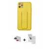 MARSİLYAN™- iPhone 11 Pro Max Kılıf Akış Doku - Siyah Seramik Nano Ekran Koruyucu + Pers Alüminyum Kamera Lens - KI