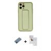 MARSİLYAN™- iPhone 11 Pro Max Kılıf Akış Doku - Siyah Seramik Nano Ekran Koruyucu + Mavi Metal Kamera Lens Koruma Cam