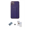 MARSİLYAN™- iPhone 11 Pro Max Kılıf Akış Doku - Siyah Seramik Nano Ekran Koruyucu + Mavi Metal Kamera Lens Koruma Cam