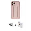 MARSİLYAN™- iPhone 11 Pro Max Kılıf Akış Doku - Siyah Seramik Nano Ekran Koruyucu + Pers Alüminyum Kamera Lens - SH