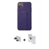 MARSİLYAN™- iPhone 11 Pro Max Kılıf Akış Doku - Siyah Seramik Nano Ekran Koruyucu + Pers Alüminyum Kamera Lens - SH