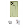 MARSİLYAN™- iPhone 11 Pro Max Kılıf Akış Doku - Siyah Seramik Nano Ekran Koruyucu + Pers Alüminyum Kamera Lens - SH