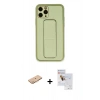 MARSİLYAN™- iPhone 11 Pro Max Kılıf Akış Doku - Siyah Seramik Nano Ekran Koruyucu + Renkli Kamera Lens Koruma Cam - TU