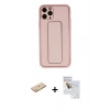 MARSİLYAN™- iPhone 11 Pro Max Kılıf Akış Doku - Siyah Seramik Nano Ekran Koruyucu + Renkli Kamera Lens Koruma Cam - SI
