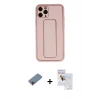 MARSİLYAN™- iPhone 11 Pro Max Kılıf Akış Doku - Siyah Seramik Nano Ekran Koruyucu + Shine Kamera Lens Koruma Cam - PE