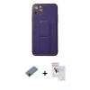 MARSİLYAN™- iPhone 11 Pro Max Kılıf Akış Doku - Siyah Seramik Nano Ekran Koruyucu + Siyah Shine Kamera Lens Koruma Cam