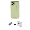 MARSİLYAN™- iPhone 11 Pro Max Kılıf Akış Doku - Siyah Seramik Nano Ekran Koruyucu + Siyah Shine Kamera Lens Koruma Cam
