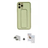 MARSİLYAN™- iPhone 11 Pro Max Kılıf Akış Doku - Siyah Seramik Nano Ekran Koruyucu + Yeşil Pers Alüminyum Kamera Lens
