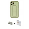 MARSİLYAN™- iPhone 11 Pro Max Kılıf Akış Doku - Siyah Seramik Nano Ekran Koruyucu + Rainbow Kamera Lens Koruma Cam - YL
