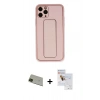 MARSİLYAN™- iPhone 11 Pro Max Kılıf Akış Doku - Siyah Seramik Nano Ekran Koruyucu + Rainbow Kamera Lens Koruma Cam - YL