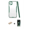 MARSİLYAN™- iPhone 11 Pro Max Kılıf Atlas Asil Serisi - Şeffaf 360 Full Body Arka Koruyucu + Renkli Kamera Lens Koruma Cam - SI