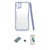 MARSİLYAN™- iPhone 11 Pro Max Kılıf Atlas Asil Serisi - Şeffaf Pasifik Cam Ekran Koruyucu + Metal Kamera Lens Koruma Cam - AKYL