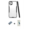 MARSİLYAN™- iPhone 11 Pro Max Kılıf Atlas Asil Serisi - Şeffaf Pasifik Cam Ekran Koruyucu + Shine Kamera Lens Koruma Cam - GI