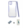MARSİLYAN™- iPhone 11 Pro Max Kılıf Atlas Asil Serisi - Şeffaf Pasifik Cam Ekran Koruyucu + Shine Kamera Lens Koruma Cam - GI