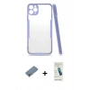 MARSİLYAN™- iPhone 11 Pro Max Kılıf Atlas Asil Serisi - Şeffaf Pasifik Cam Ekran Koruyucu + Metal Kamera Lens Koruma Cam - GS