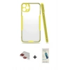 MARSİLYAN™- iPhone 11 Pro Max Kılıf Atlas Asil Serisi - Şeffaf Pasifik Cam Ekran Koruyucu + Pers Alüminyum Kamera Lens - KI