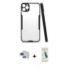 MARSİLYAN™- iPhone 11 Pro Max Kılıf Atlas Asil Serisi - Şeffaf Pasifik Cam Ekran Koruyucu + Pers Alüminyum Kamera Lens - LT