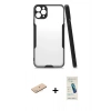MARSİLYAN™- iPhone 11 Pro Max Kılıf Atlas Asil Serisi - Şeffaf Pasifik Cam Ekran Koruyucu + Renkli Kamera Lens Koruma Cam - MI