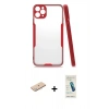 MARSİLYAN™- iPhone 11 Pro Max Kılıf Atlas Asil Serisi - Şeffaf Pasifik Cam Ekran Koruyucu + Renkli Kamera Lens Koruma Cam - MI