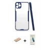 MARSİLYAN™- iPhone 11 Pro Max Kılıf Atlas Asil Serisi - Şeffaf Pasifik Cam Ekran Koruyucu + Renkli Kamera Lens Koruma Cam - PE