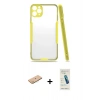 MARSİLYAN™- iPhone 11 Pro Max Kılıf Atlas Asil Serisi - Şeffaf Pasifik Cam Ekran Koruyucu + Renkli Kamera Lens Koruma Cam - PE