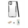 MARSİLYAN™- iPhone 11 Pro Max Kılıf Atlas Asil Serisi - Şeffaf Pasifik Cam Ekran Koruyucu + Renkli Kamera Lens Koruma Cam - PE