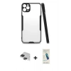 MARSİLYAN™- iPhone 11 Pro Max Kılıf Atlas Asil Serisi - Şeffaf Pasifik Cam Ekran Koruyucu + Pers Alüminyum Kamera Lens - SH