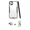 MARSİLYAN™- iPhone 11 Pro Max Kılıf Atlas Asil Serisi - Şeffaf Pasifik Cam Ekran Koruyucu + Pers Alüminyum Kamera Lens - KI