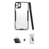 MARSİLYAN™- iPhone 11 Pro Max Kılıf Atlas Asil Serisi - Şeffaf Pasifik Cam Ekran Koruyucu + Kamera Lens Koruma Cam - SF
