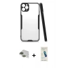 MARSİLYAN™- iPhone 11 Pro Max Kılıf Atlas Asil Serisi - Şeffaf Pasifik Cam Ekran Koruyucu + Pers Alüminyum Kamera Lens - YL