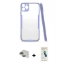 MARSİLYAN™- iPhone 11 Pro Max Kılıf Atlas Asil Serisi - Şeffaf Pasifik Cam Ekran Koruyucu + Pers Alüminyum Kamera Lens - YL