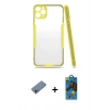MARSİLYAN™- iPhone 11 Pro Max Kılıf Atlas Asil Serisi - Siyah 18D Cam Ekran Koruyucu + Shine Kamera Lens Koruma Cam - PE