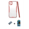 MARSİLYAN™- iPhone 11 Pro Max Kılıf Atlas Asil Serisi - Siyah 18D Cam Ekran Koruyucu + Shine Kamera Lens Koruma Cam - PE