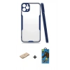 MARSİLYAN™- iPhone 11 Pro Max Kılıf Atlas Asil Serisi - Siyah 18D Cam Ekran Koruyucu + Renkli Kamera Lens Koruma Cam - SI