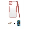 MARSİLYAN™- iPhone 11 Pro Max Kılıf Atlas Asil Serisi - Siyah 18D Cam Ekran Koruyucu + Renkli Kamera Lens Koruma Cam - SI