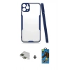 MARSİLYAN™- iPhone 11 Pro Max Kılıf Atlas Asil Serisi - Siyah 18D Cam Ekran Koruyucu + Pers Alüminyum Kamera Lens - YL