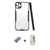 MARSİLYAN™- iPhone 11 Pro Max Kılıf Atlas Asil Serisi - Siyah 20D Premium Cam Ekran Koruyucu + Shine Kamera Lens Koruma Cam - GD