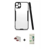 MARSİLYAN™- iPhone 11 Pro Max Kılıf Atlas Asil Serisi - Siyah 20D Premium Cam Ekran Koruyucu + Pers Alüminyum Kamera Lens - KI