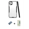 MARSİLYAN™- iPhone 11 Pro Max Kılıf Atlas Asil Serisi - Siyah 20D Premium Cam Ekran Koruyucu + Metal Kamera Lens Koruma Cam - MI