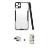 MARSİLYAN™- iPhone 11 Pro Max Kılıf Atlas Asil Serisi - Siyah 20D Premium Cam Ekran Koruyucu + Pers Alüminyum Kamera Lens - SH
