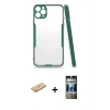 MARSİLYAN™- iPhone 11 Pro Max Kılıf Atlas Asil Serisi - Siyah 34D Hayalet Izgaralı Cam + Renkli Kamera Lens Koruma Cam - PE