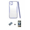 MARSİLYAN™- iPhone 11 Pro Max Kılıf Atlas Asil Serisi - Siyah 34D Hayalet Izgaralı Cam + Shine Kamera Lens Koruma Cam - PE