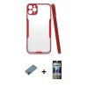 MARSİLYAN™- iPhone 11 Pro Max Kılıf Atlas Asil Serisi - Siyah 34D Hayalet Izgaralı Cam + Shine Kamera Lens Koruma Cam - PE