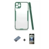MARSİLYAN™- iPhone 11 Pro Max Kılıf Atlas Asil Serisi - Siyah 34D Hayalet Izgaralı Cam + Shine Kamera Lens Koruma Cam - PE