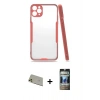 MARSİLYAN™- iPhone 11 Pro Max Kılıf Atlas Asil Serisi - Siyah 34D Hayalet Izgaralı Cam + Rainbow Kamera Lens Koruma Cam - GD