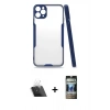 MARSİLYAN™- iPhone 11 Pro Max Kılıf Atlas Asil Serisi - Siyah 34D Hayalet Izgaralı Cam + Kamera Lens Koruma Cam - SF