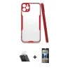 MARSİLYAN™- iPhone 11 Pro Max Kılıf Atlas Asil Serisi - Siyah 34D Hayalet Izgaralı Cam + Kamera Lens Koruma Cam - SF